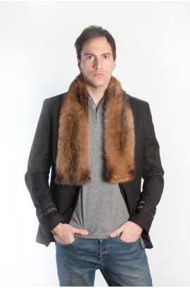 Polecat fur scarf unisex - dark